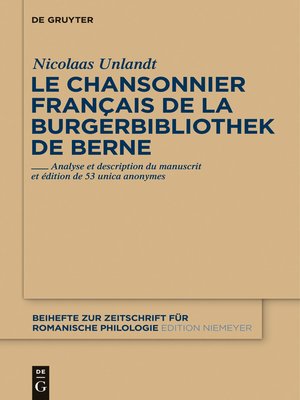 cover image of Le chansonnier français de la Burgerbibliothek de Berne